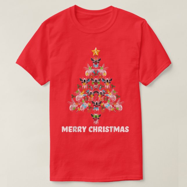 Bumble Bee Christmas Tree Funny Animals Lover Xmas T-Shirt (Design Front)