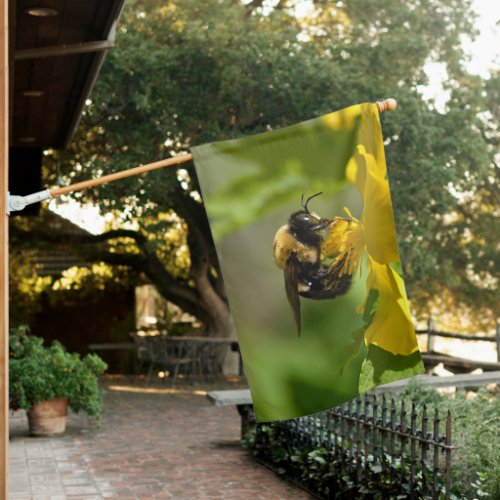 Bumble Bee Closeup House Flag