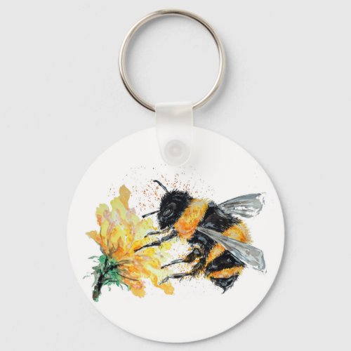 Bumble Bee collecting Pollen Keychain