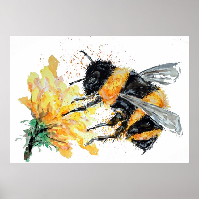 Bumble Bee collecting Pollen Poster (Front)