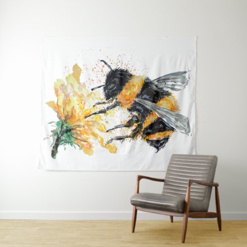 Bumble Bee collecting Pollen Tapestry