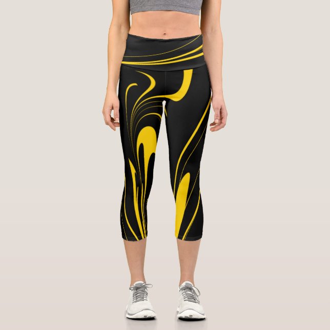 Bumble Bee Colors Capri Leggings (Front)