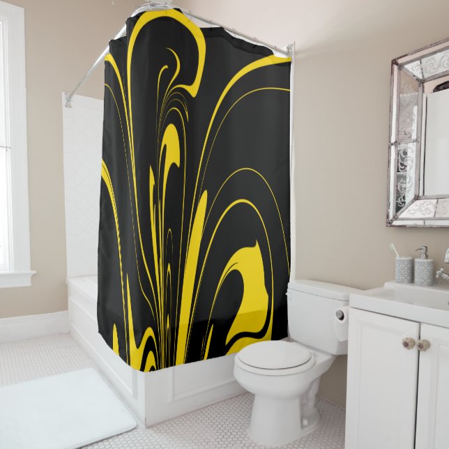 Bumble Bee Colors in Abstract Splash Shower Curtain (In Situ)