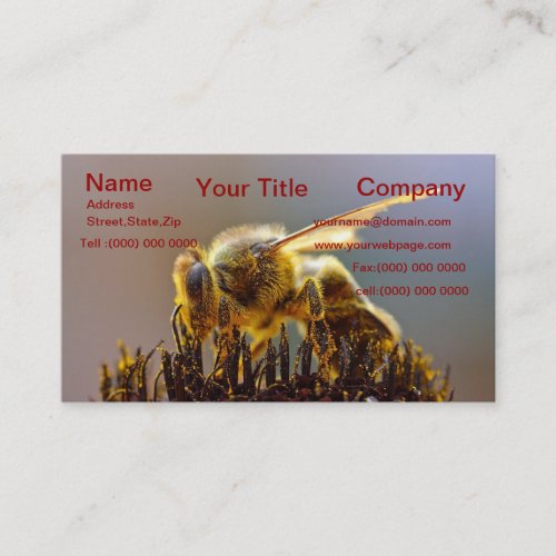Bumble bee covered in pollen business card