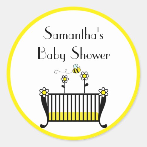 Bumble Bee Crib Baby Shower Classic Round Sticker