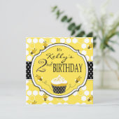 Bumble Bee Cupcake Second Birthday Invitation (Standing Front)