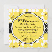 Bumble Bee Cupcake Second Birthday Invitation (Back)
