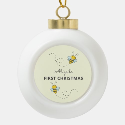 Bumble Bee Custom First Christmas Ceramic Ball Christmas Ornament