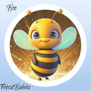 Bumble Bee 🐝 Cute Honey Animal Cartoon Graphic Classic Round Sticker