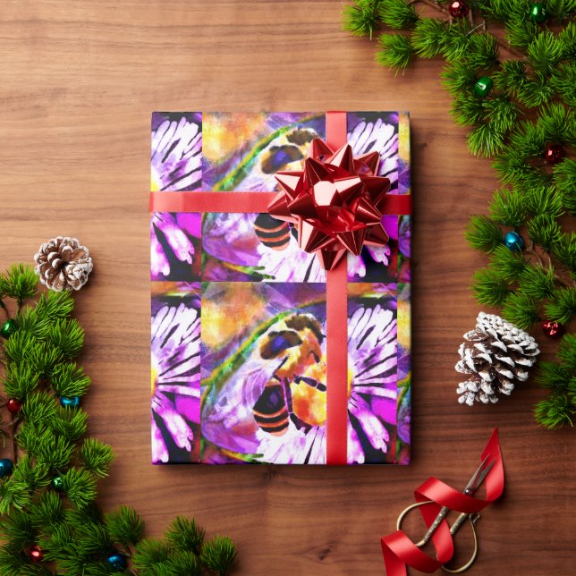 Bumble Bee Daisies Daisy Flower Flowers Garden Wrapping Paper (Holiday Gift)