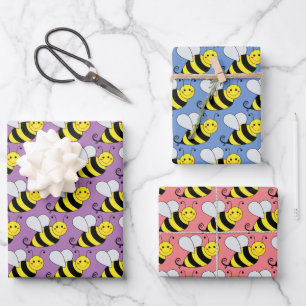Bumble Bee Different Colored Wrapping Paper Sheets