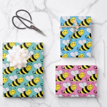 Bumble Bee Different Colored Wrapping Paper Sheets by ironydesigns at Zazzle