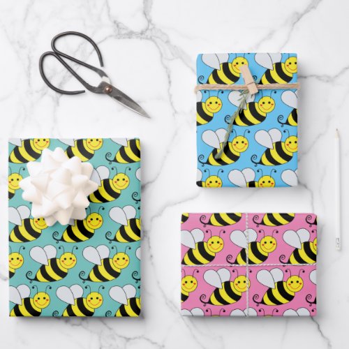 Bumble Bee Different Colored Wrapping Paper Sheets