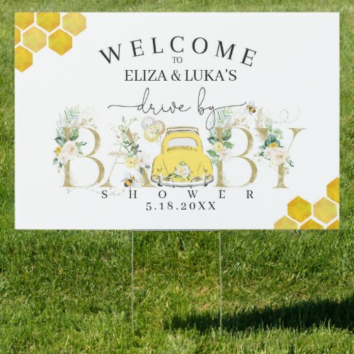 Bumble Bee Drive By Baby Shower Welcome Yard Sign