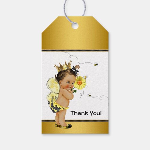 Bumble Bee Ethnic Girl Baby Shower Gift Tags