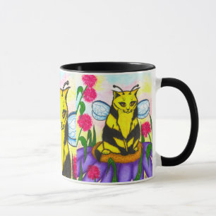 Bumble Bee Fairy Cat Fantasy Art Mug