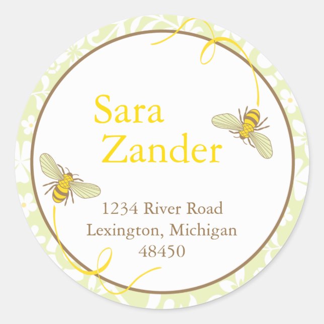 Bumble Bee Favor Sticker or Address Label (Front)