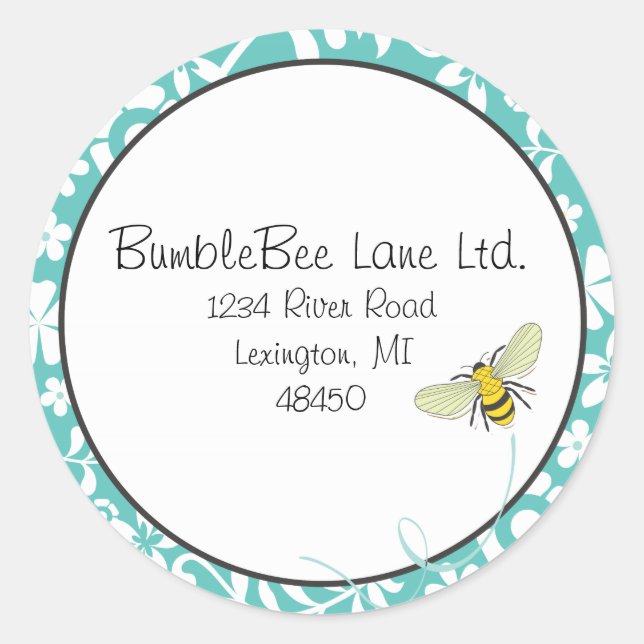 Bumble Bee Favor Sticker or Address Label (Front)