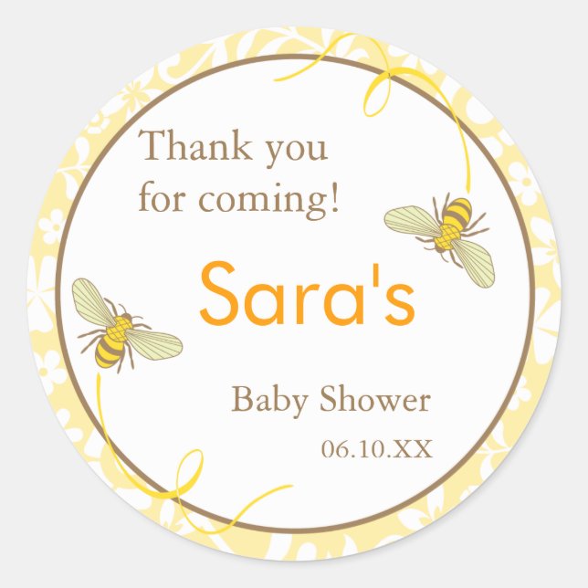 Bumble Bee Favor Sticker or Address Label (Front)