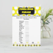 Bumble Bee Finish Mommy's Phrases Baby Shower Game (Standing Front)