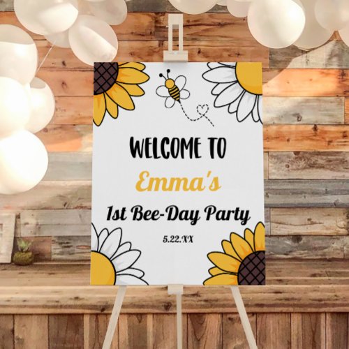 Bumble Bee First 1st Birthday Party Welcome Sign