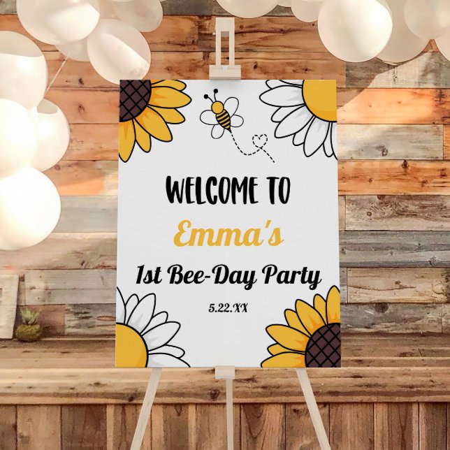 Bumble Bee First 1st Birthday Party Welcome Sign (Creator Uploaded)