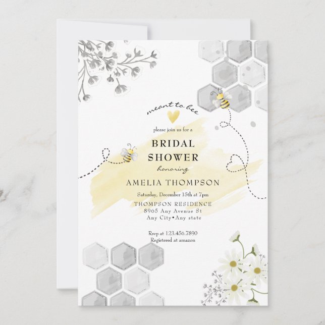 Bumble Bee Floral Bridal Shower Invitation (Front)