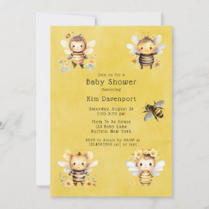 Bumble Bee Florals Baby Shower Invitation
