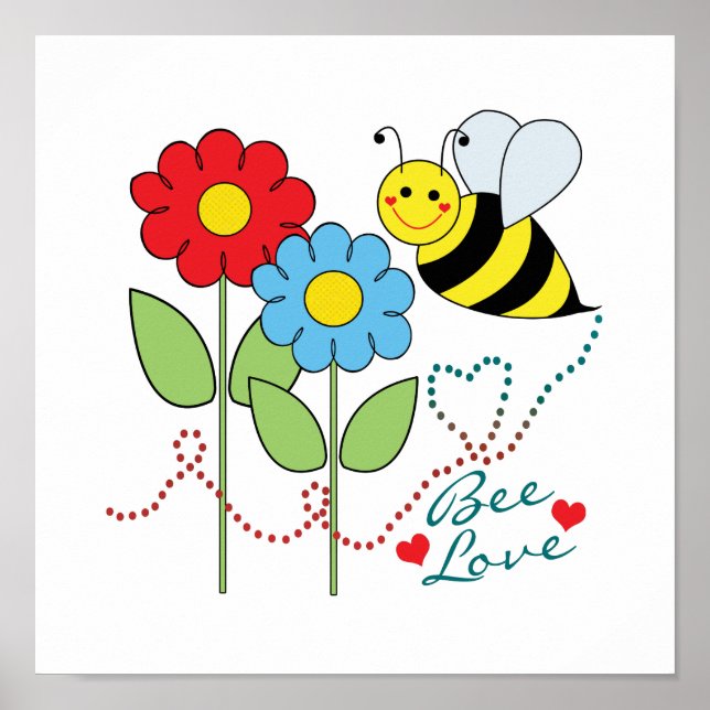 Bumble Bee Flowers Bee Love Poster (Front)