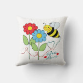 Bumble Bee Flowers Bee Love Throw Pillow (Back)
