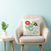 Bumble Bee Flowers Bee Love Throw Pillow (Chair)