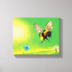 Bumble Bee Flying illustration Canvas Print