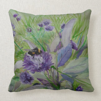 Bumble Bee Garden Painting By MirandaPA Cushion
