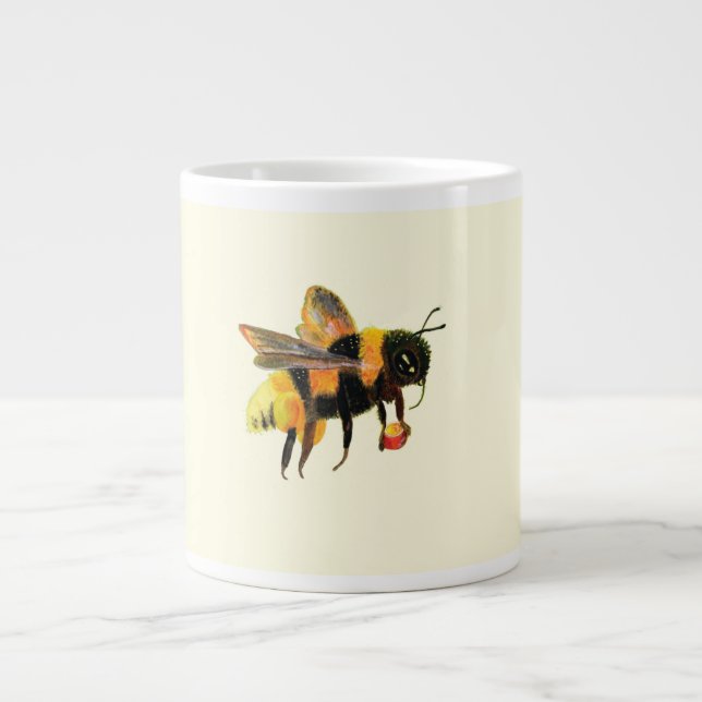 Bumble Bee gathers Nectar and Pollen   Giant Coffee Mug (Front)
