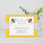 Bumble Bee Gender Reveal Baby Shower Invitation (Standing Front)