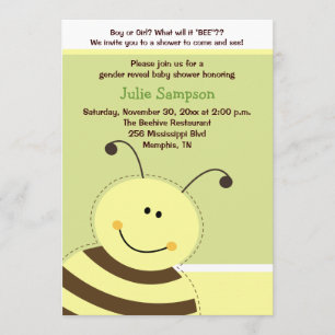 Bumble Bee Gender Reveal Baby Shower Invite 5x7