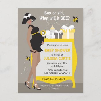Bumble Bee Gender Reveal Invitations - African by AnnounceIt at Zazzle