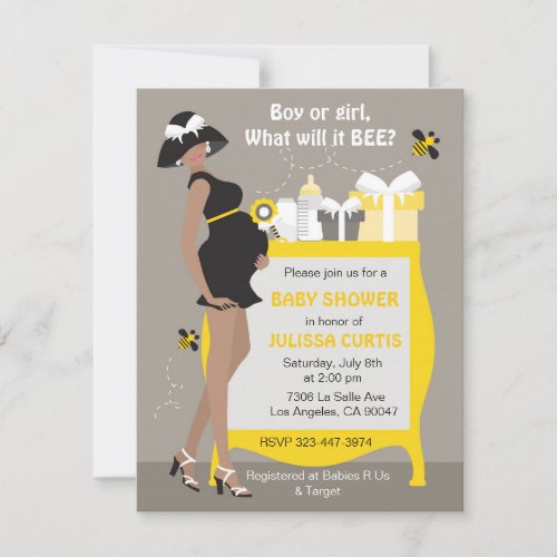 Bumble Bee Gender Reveal Invitations _ African