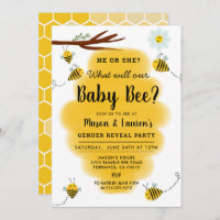 Bumble Bee Gender Reveal Party Invitation