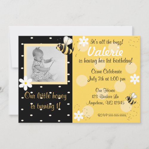 Bumble Bee Girls Birthday Invitation