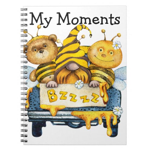 Bumble Bee Gnome Bear Spiral Notebook Photobook