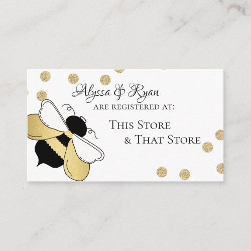 Bumble Bee Gold Confetti Baby Shower Registry Enclosure Card