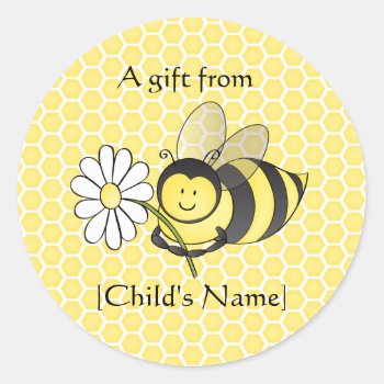 Bumble Bee Goodie Bag Sticker by artladymanor at Zazzle