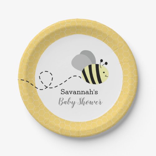 Bumble Bee Gray and Yellow Custom Paper Plates