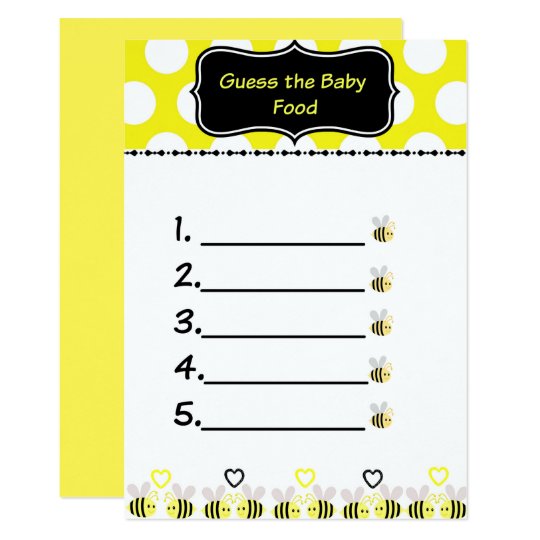 Bumble Bee Guess The Baby Food Baby Shower Game Invitation Zazzle Com