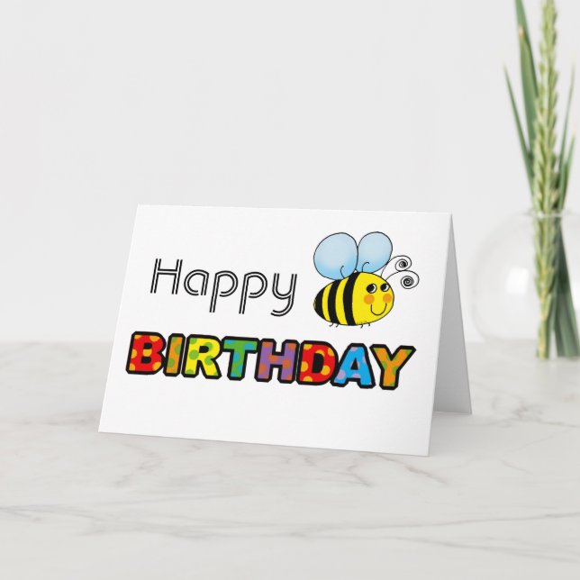 Bumble bee happy birthday card (Front)