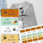 Bumble Bee Honey and Green Clothing Kids' Labels<br><div class="desc">Honey bee themed personalized kids name labels - waterproof clothing labels which you can customize with up to 4 different names. The neutral color collection in shades of honey, white and green is perfect if you want to color code for your boys and/or girls. The stickers are decorated with bumble...</div>