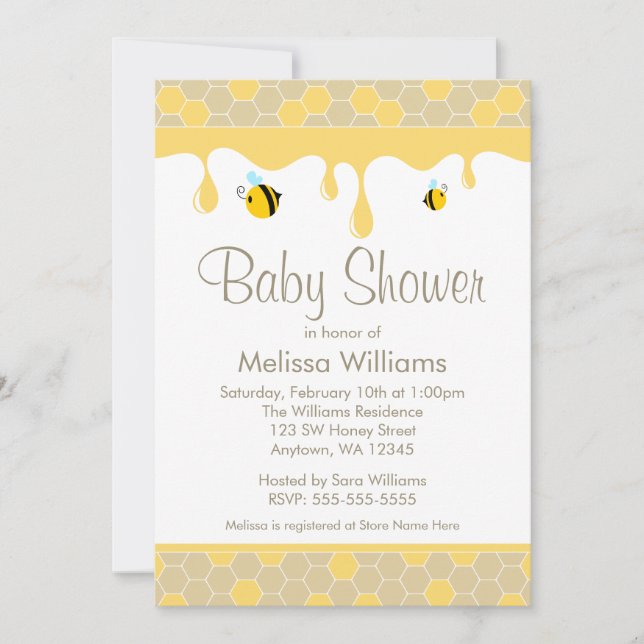 Bumble Bee Honey Baby Shower Invitations (Front)