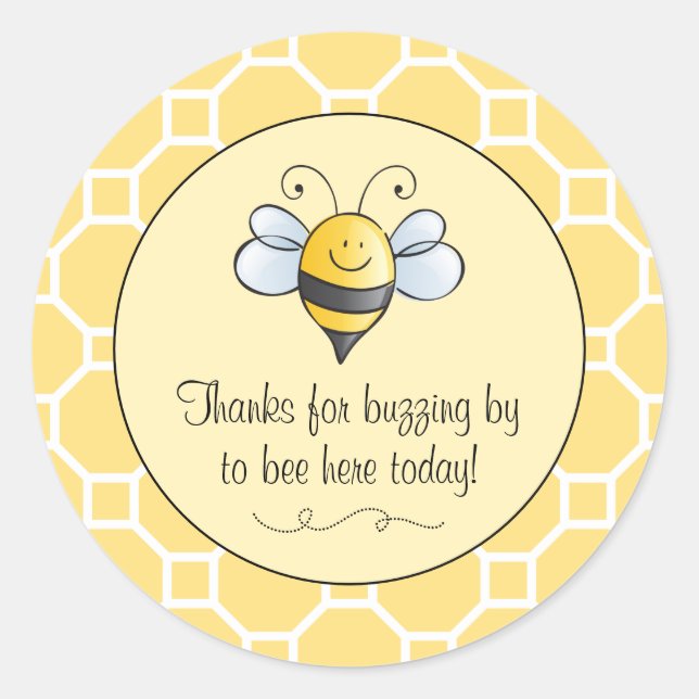 Bumble Bee Honeycomb Baby Shower Favor Classic Round Sticker (Front)