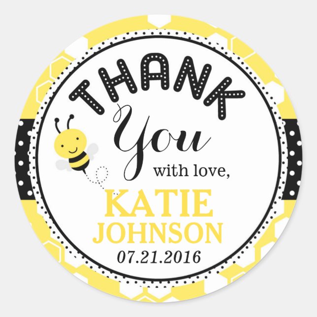 Bumble Bee Honeycomb Baby Shower Label (Front)